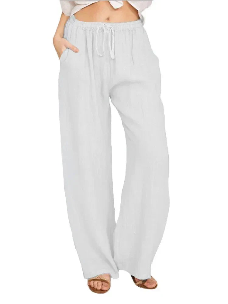 Alessia Romano women's linen trousers in White