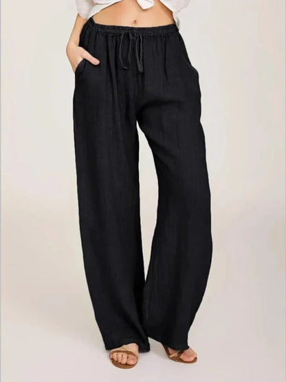 Alessia Romano women's linen trousers in Black