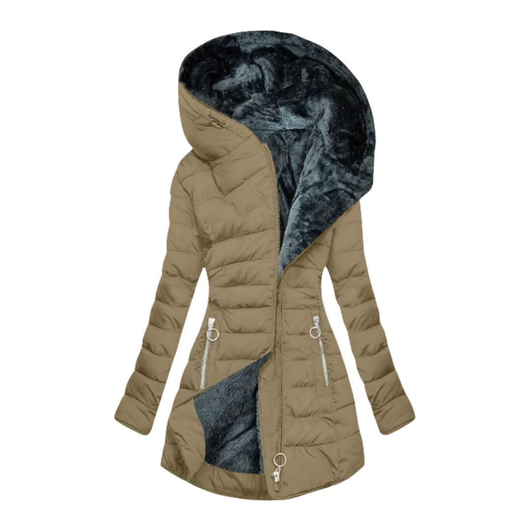 Waterproof Winter Coat Women's Longline Warm Hooded Jacket for Cold Wet Days