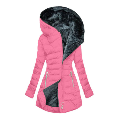 Waterproof Winter Coat Women's Longline Warm Hooded Jacket for Cold Wet Days