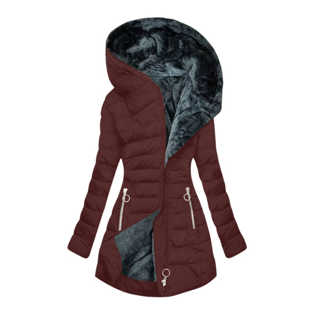 Waterproof Winter Coat Women's Longline Warm Hooded Jacket for Cold Wet Days