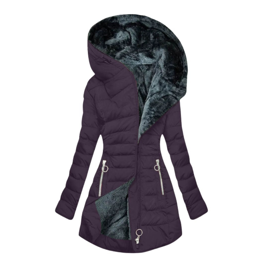 Waterproof Winter Coat Women's Longline Warm Hooded Jacket for Cold Wet Days