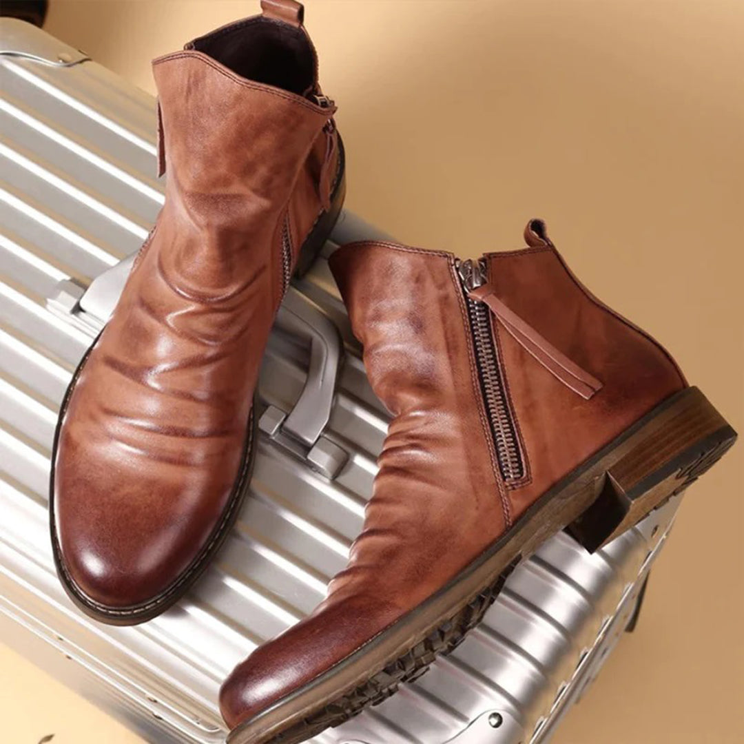 Men's Formal Winter Boots Ankle High with Side Zip Casual Smart
