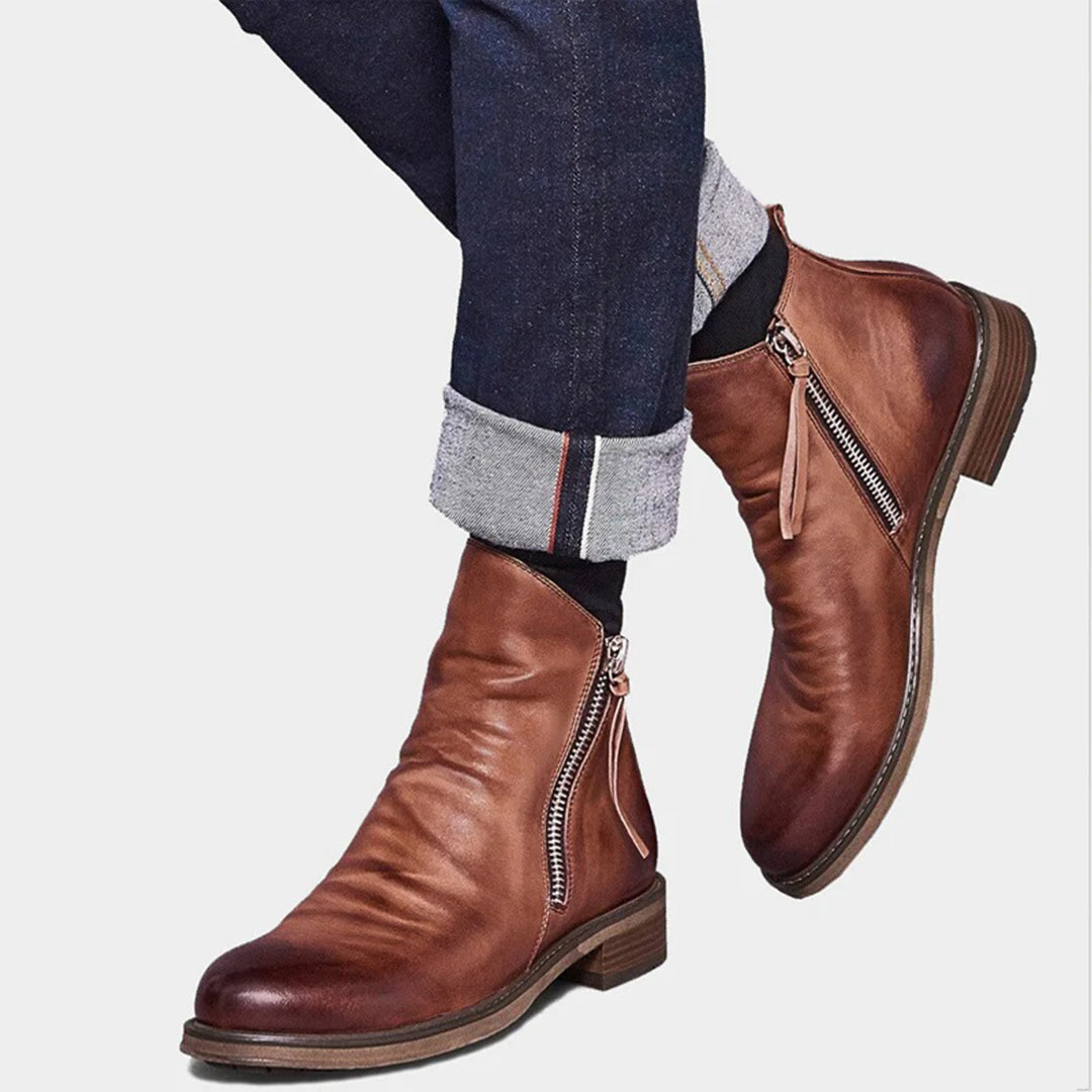 Men's Formal Winter Boots Ankle High with Side Zip Casual Smart