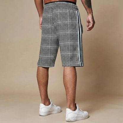 Greer | Men's Knee-Length Shorts Elasticated Drawstring Waist Contrast Side Tape-4