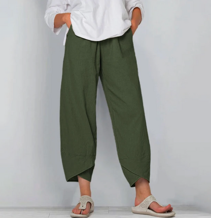 Beatrice Moreau women's linen trousers in Green