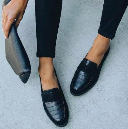 Women's Loafer Shoes Crocodile Embossed Slip-On Casual Office