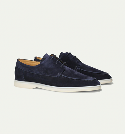 Men's Loafers Suede Lace Up Casual Smart Everyday Shoes Navy