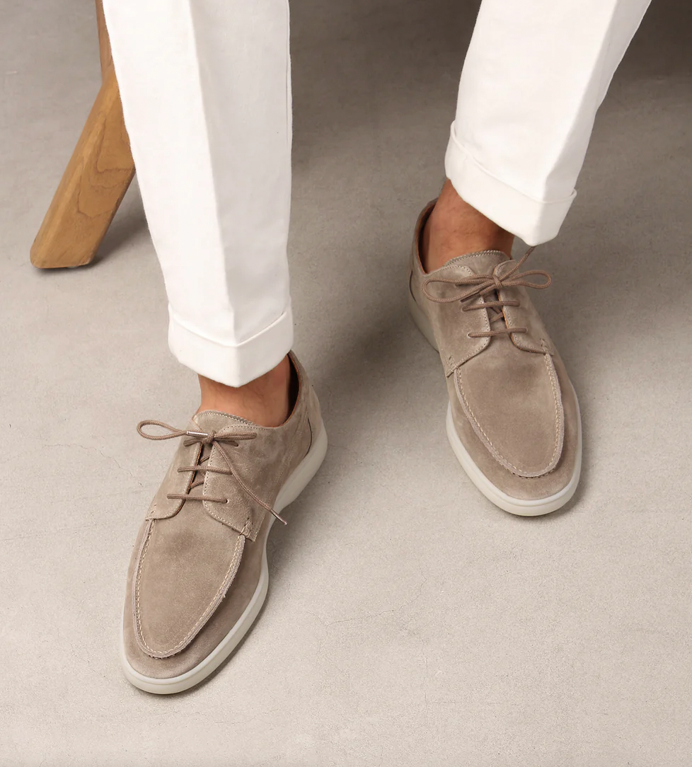 Men's Loafers Suede Lace Up Casual Smart Everyday Shoes Navy