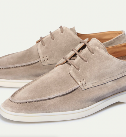 Men's Loafers Suede Lace Up Casual Smart Everyday Shoes Navy
