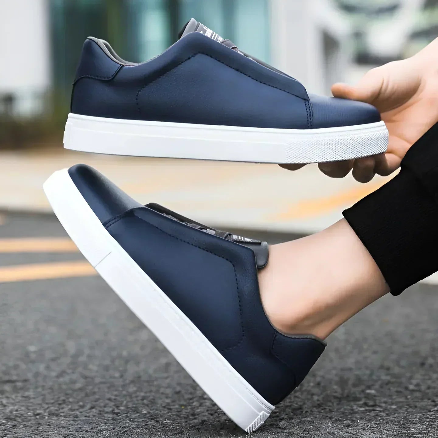 Men's Sneaker Shoes Casual Comfortable Everyday Trainers Black White Navy
