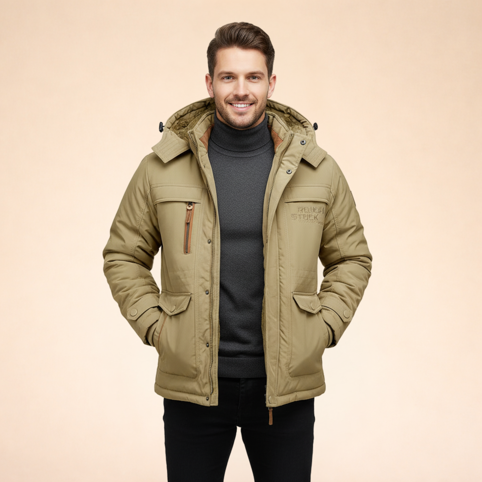 Winter Jacket Men's Warm Weather-Resistant Insulated Outdoor Coat