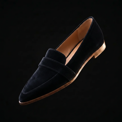 Moccasin Leather Slip On Shoes Orthopedic Arch Support Comfort Black