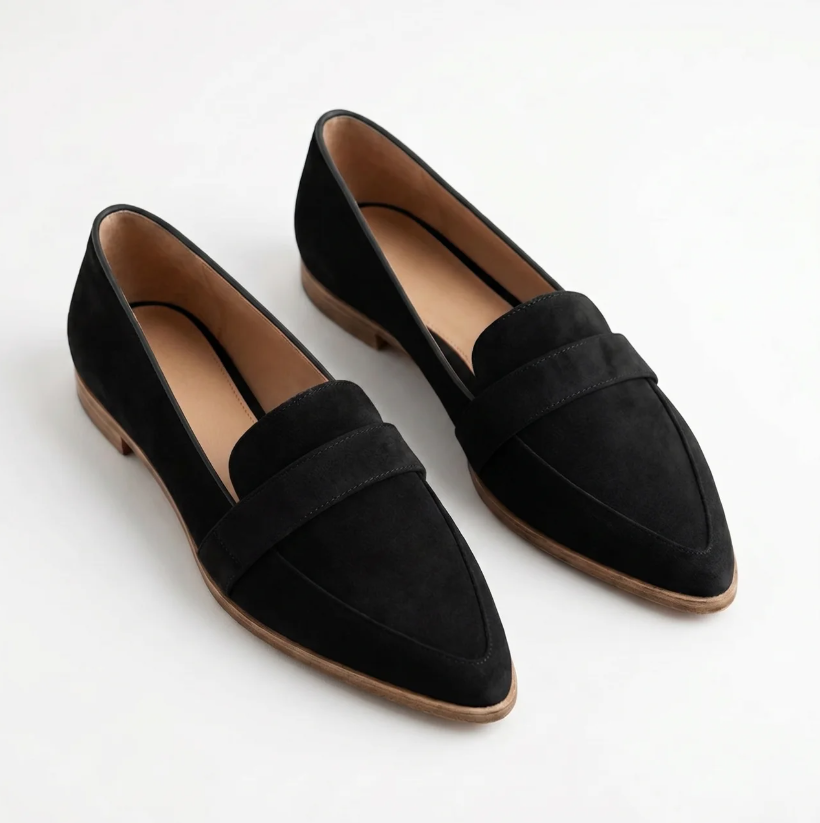 Moccasin Leather Slip On Shoes Orthopedic Arch Support Comfort Black