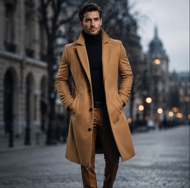 Men's Winter Coat Classic Structured Formal Casual Everyday Charcoal