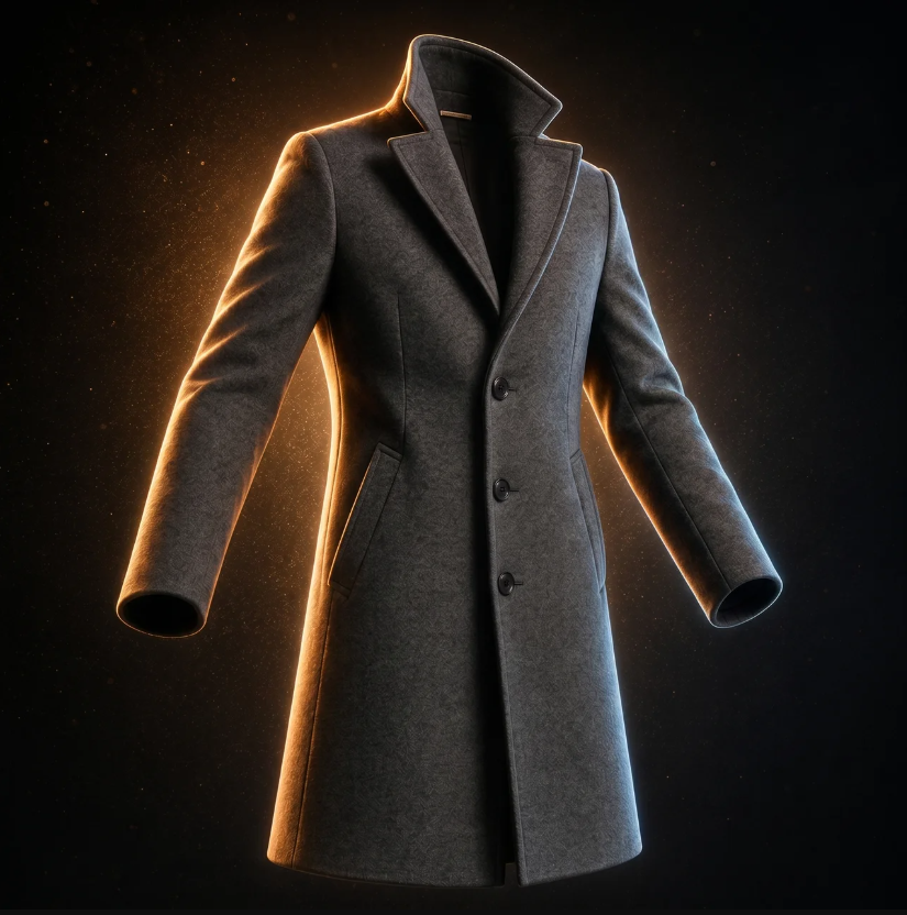Men's Winter Coat Classic Structured Formal Casual Everyday Charcoal