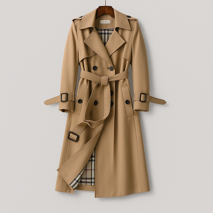 Trench Coat Women Belted Classic Style Waterproof Elegant Everyday Outerwear
