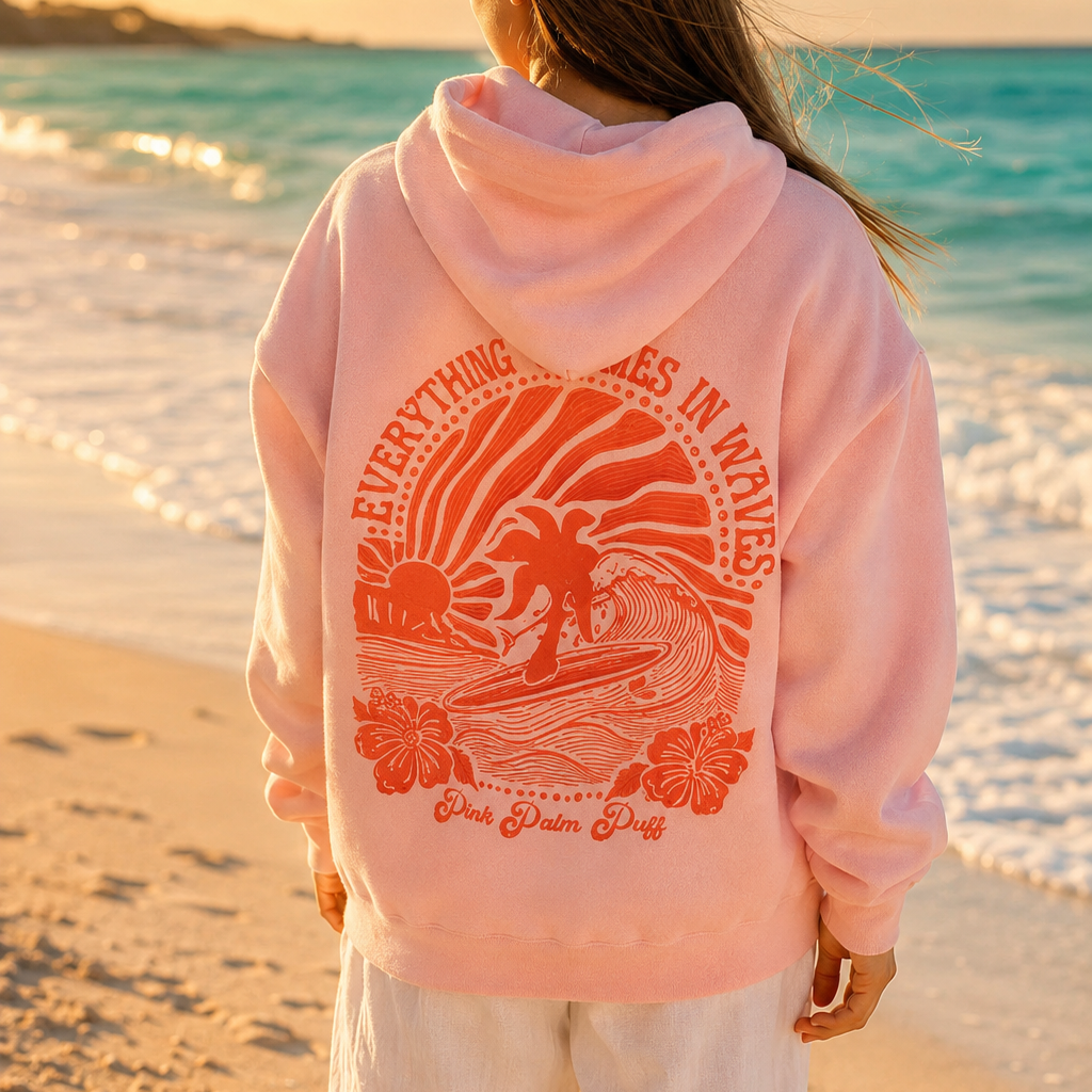 Oversized Surf Hoodie Comfortable Casual Loose Fit Graphic Print