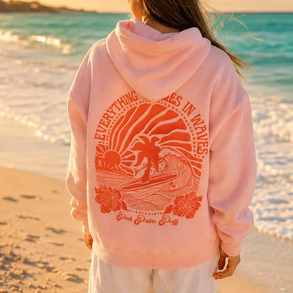 Oversized Surf Hoodie Comfortable Casual Loose Fit Graphic Print
