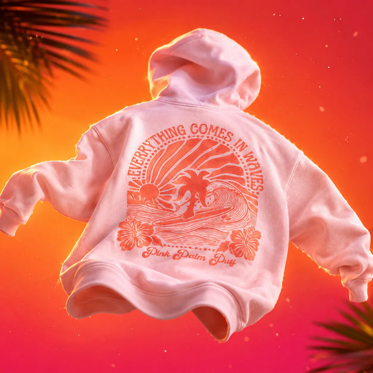 Oversized Surf Hoodie Comfortable Casual Loose Fit Graphic Print