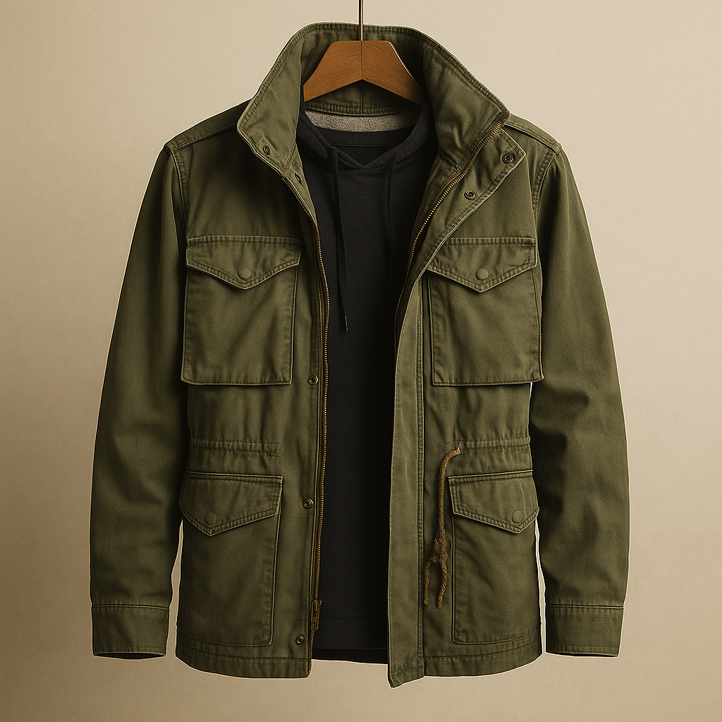 Men's Military Field Jacket Classic Olive Casual Outdoor Everyday Wear