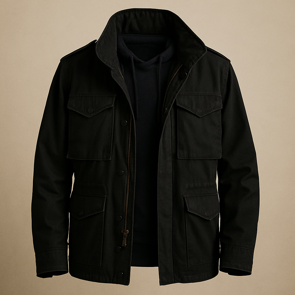 Men's Military Field Jacket Stand Collar Multi-Pocket Casual Utility Wear