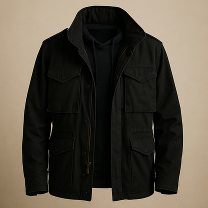 Men's Military Field Jacket Stand Collar Multi-Pocket Casual Utility Wear