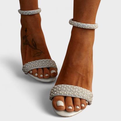 Chelsea Bridal Sandals Elegant Wedding Shoes Filigree Straps Heel