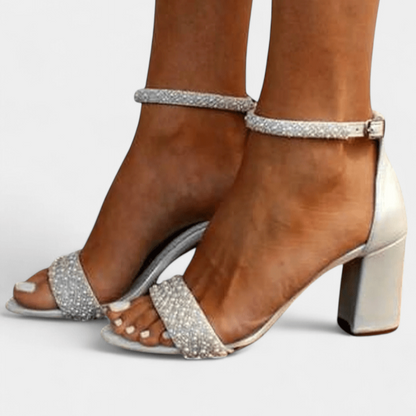 Chelsea Bridal Sandals Elegant Wedding Shoes Filigree Straps Heel