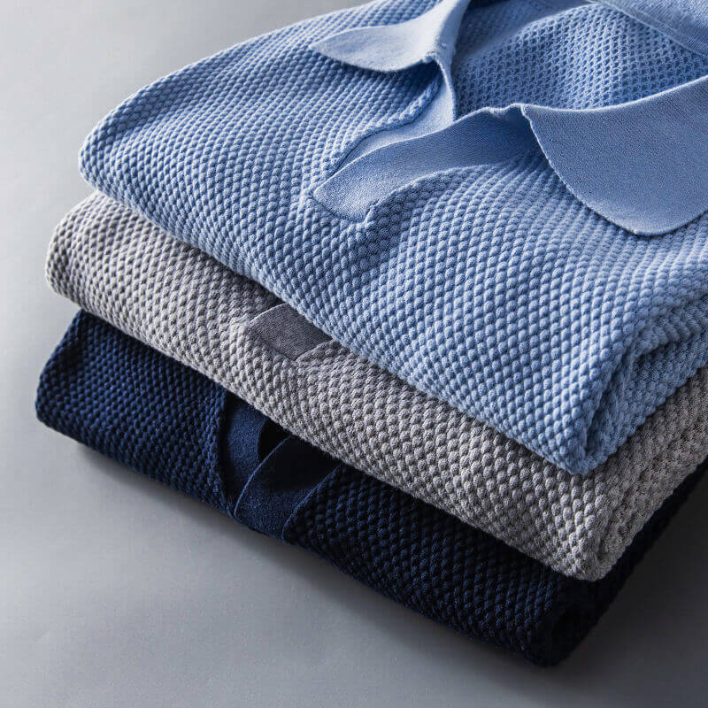 Men's Polo Shirt Short Sleeve Knit V-Notch Collar Waffle Texture Smart Casual