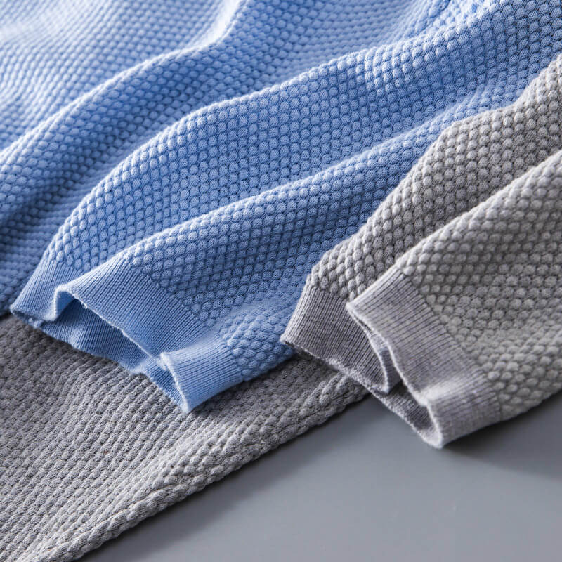 Men's Polo Shirt Short Sleeve Knit V-Notch Collar Waffle Texture Smart Casual