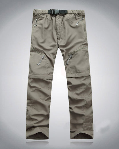 Men's Convertible Zip-Off Hiking Pants Elastic Waistband Multi-Pocket