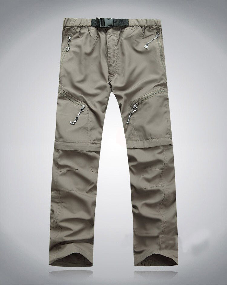Men's Convertible Zip-Off Hiking Pants Elastic Waistband Multi-Pocket
