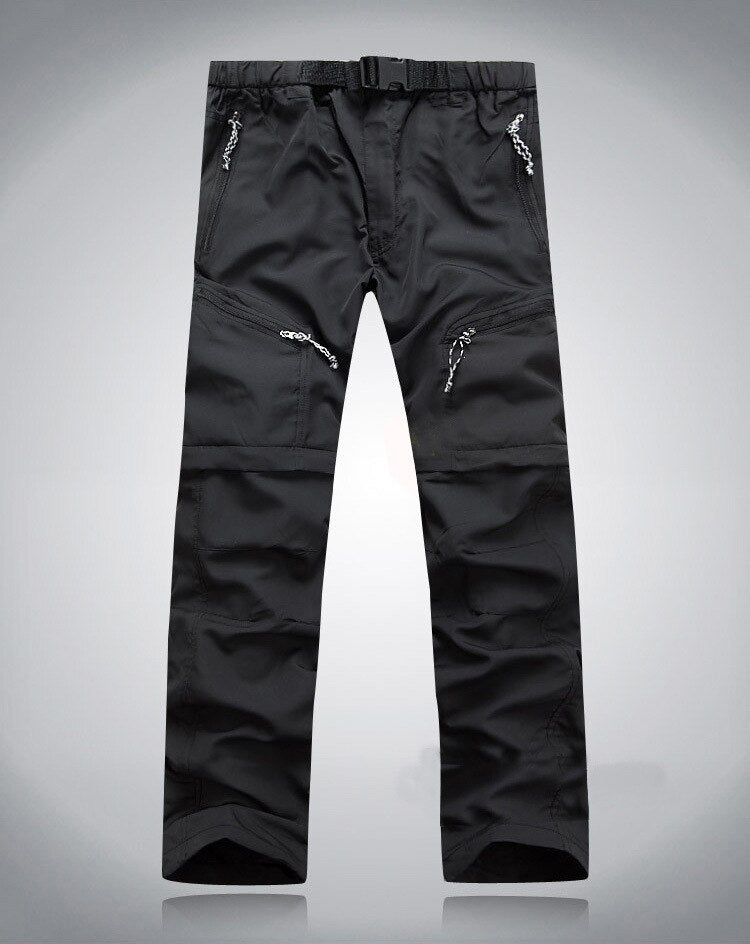 Men's Convertible Zip-Off Hiking Pants Elastic Waistband Multi-Pocket