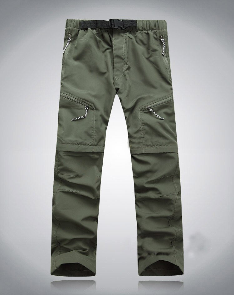 Men's Convertible Zip-Off Hiking Pants Elastic Waistband Multi-Pocket