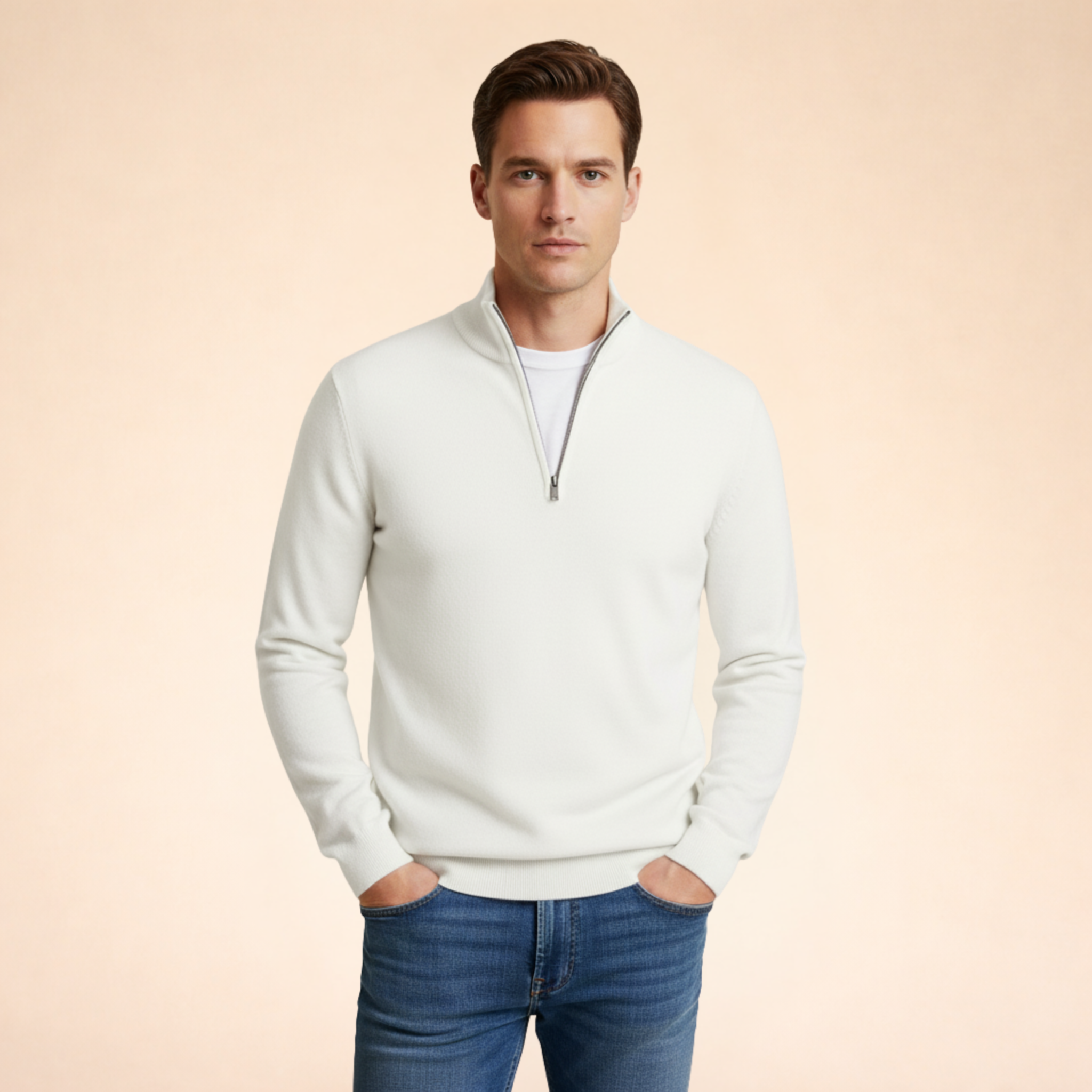 Half-Zip Winter Sweater Men's Cozy Layering Comfortable Relaxed Fit