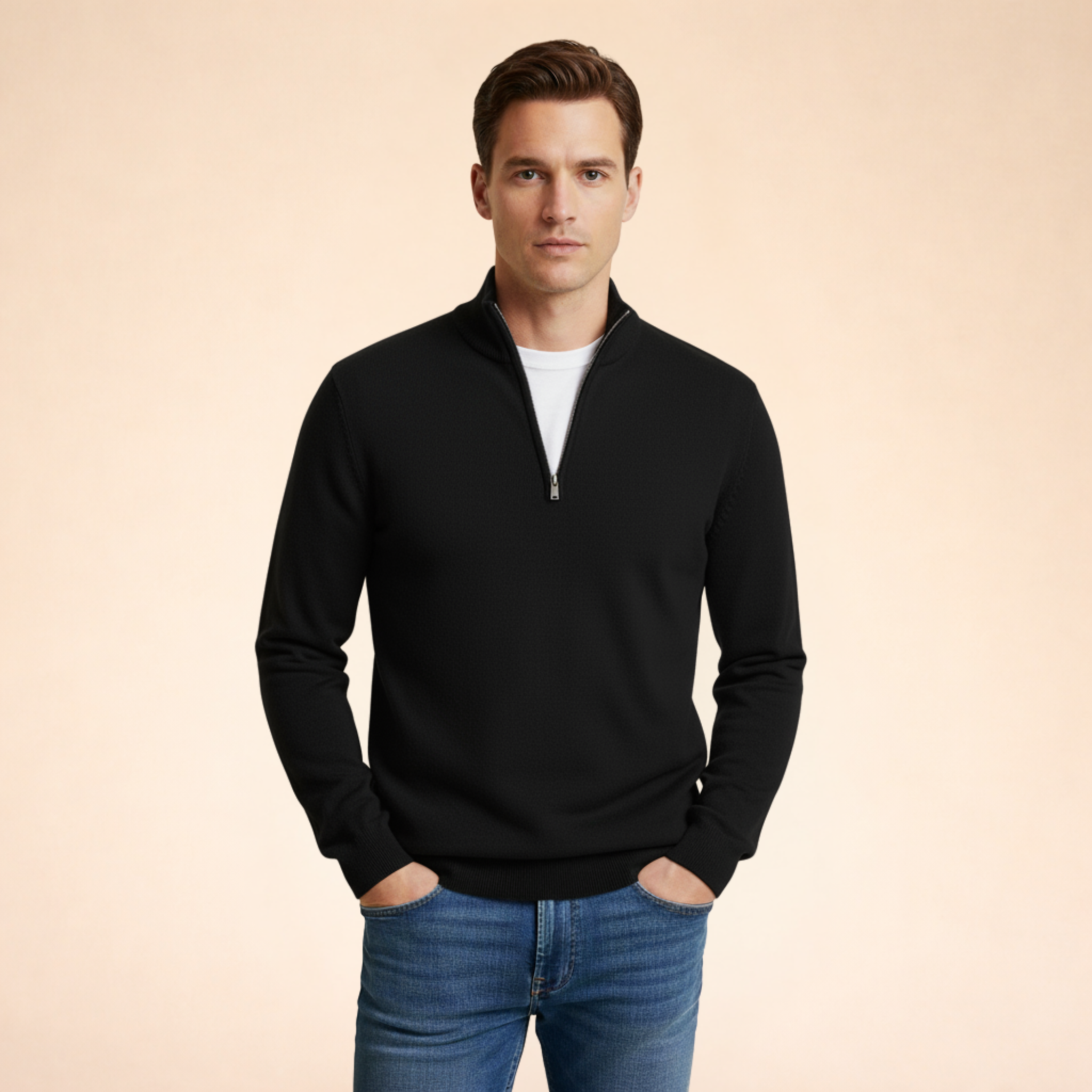 Half-Zip Winter Sweater Men's Cozy Layering Comfortable Relaxed Fit