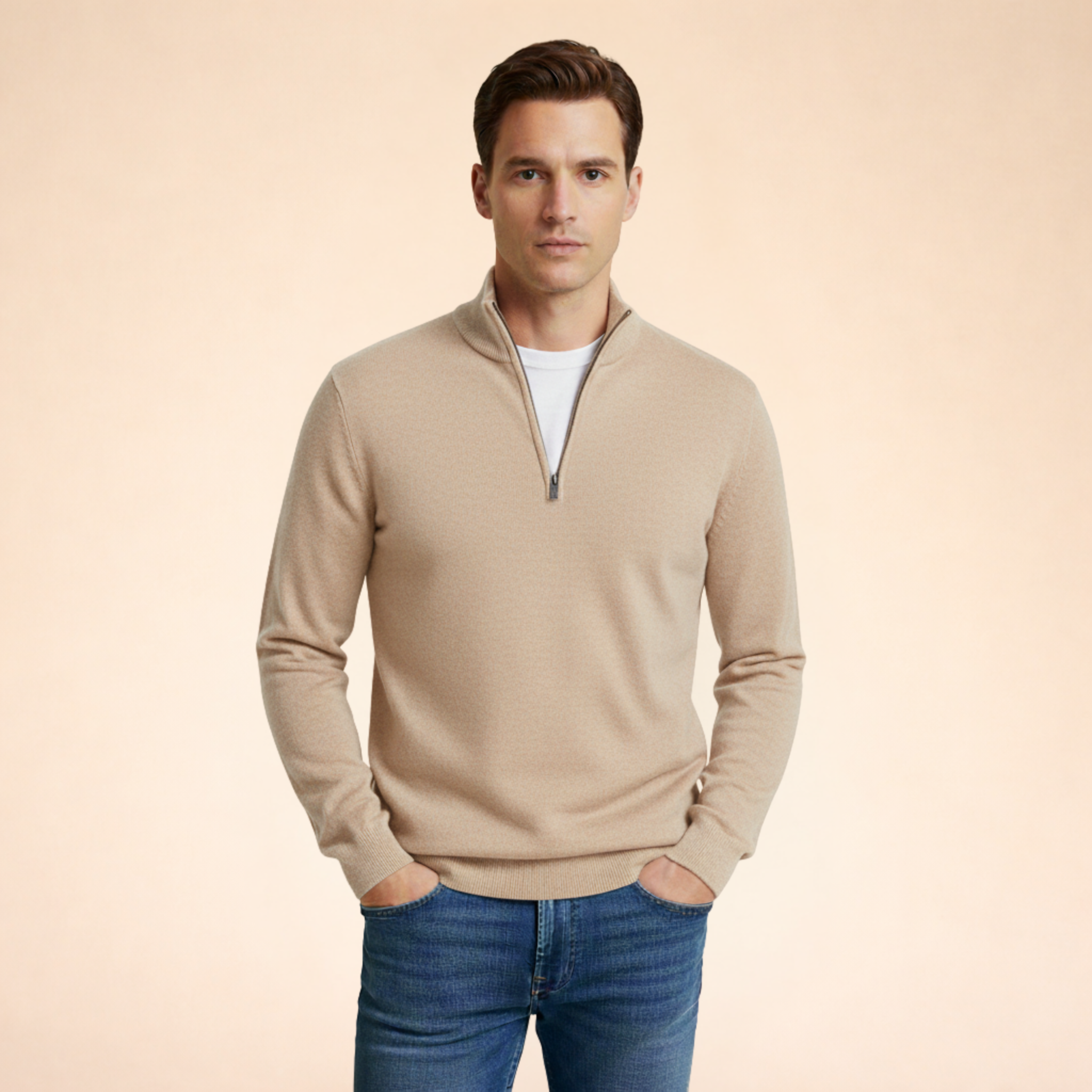 Half-Zip Winter Sweater Men's Cozy Layering Comfortable Relaxed Fit