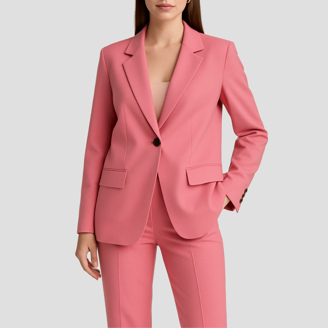 Women's Tailored Suit Set Long Blazer Trousers Elegant Office Formal