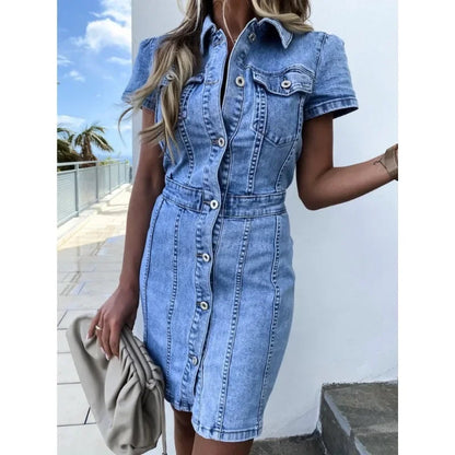 Drune | Ulrike Single-breasted denim dress 0