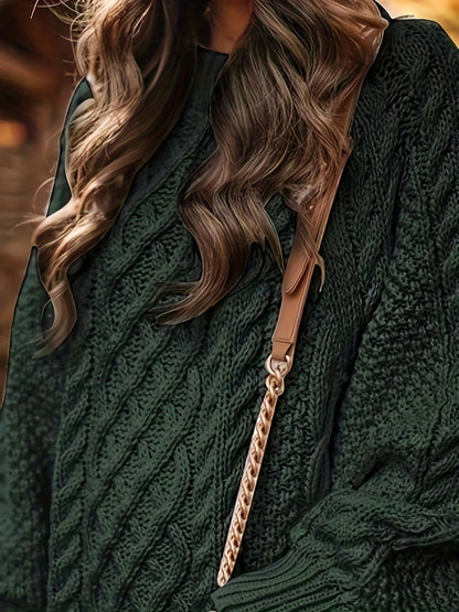 Women's Oversized Knit Sweater Cable-Knit Relaxed Fit Warm Cosy Pullover Casual Winter Jumper Ladies Chunky Knitwear Soft Everyday