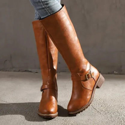 Women's Leather Boots Elegant Comfortable Zipper Non-Slip Sole