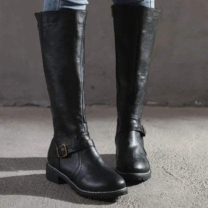 Women's Leather Boots Elegant Comfortable Zipper Non-Slip Sole