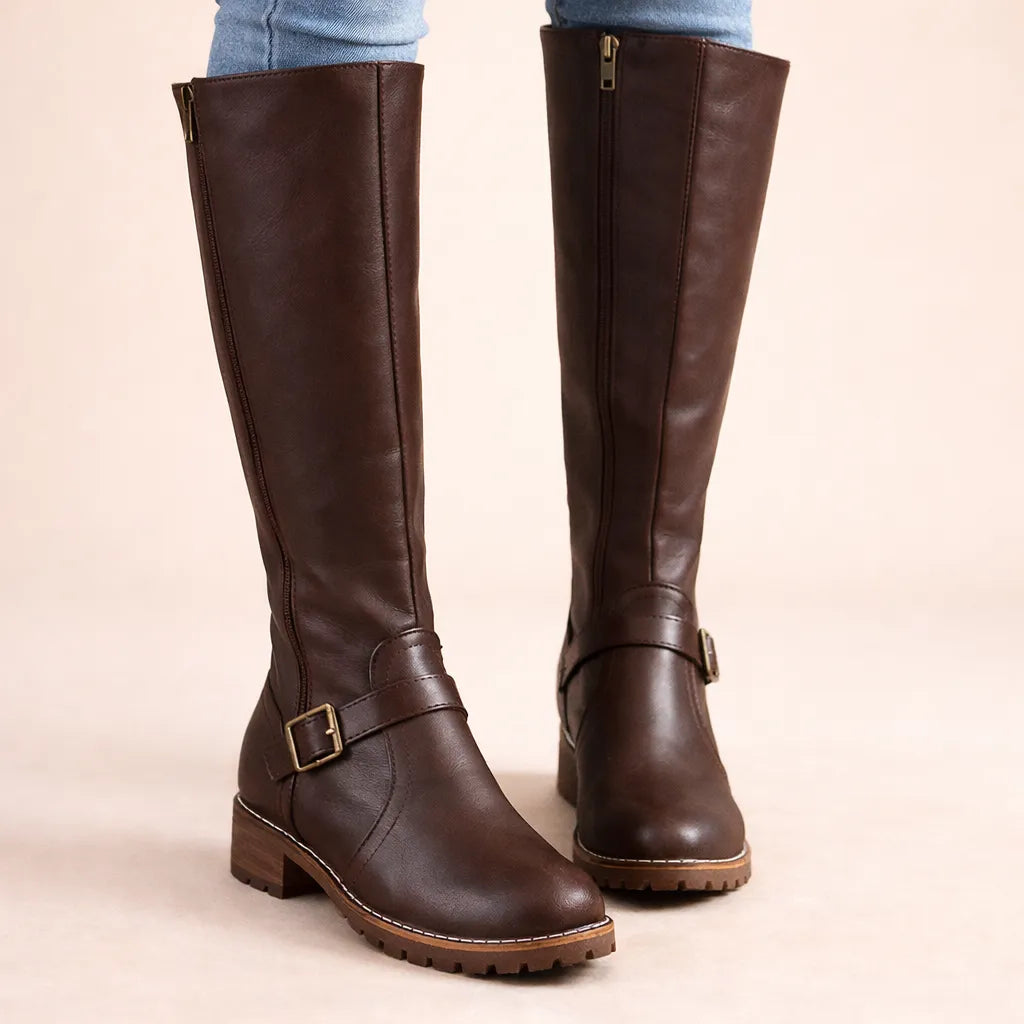 Women's Leather Boots Elegant Comfortable Zipper Non-Slip Sole