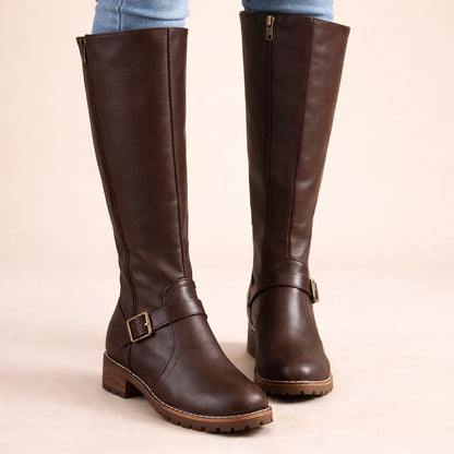 Women's Leather Boots Elegant Comfortable Zipper Non-Slip Sole