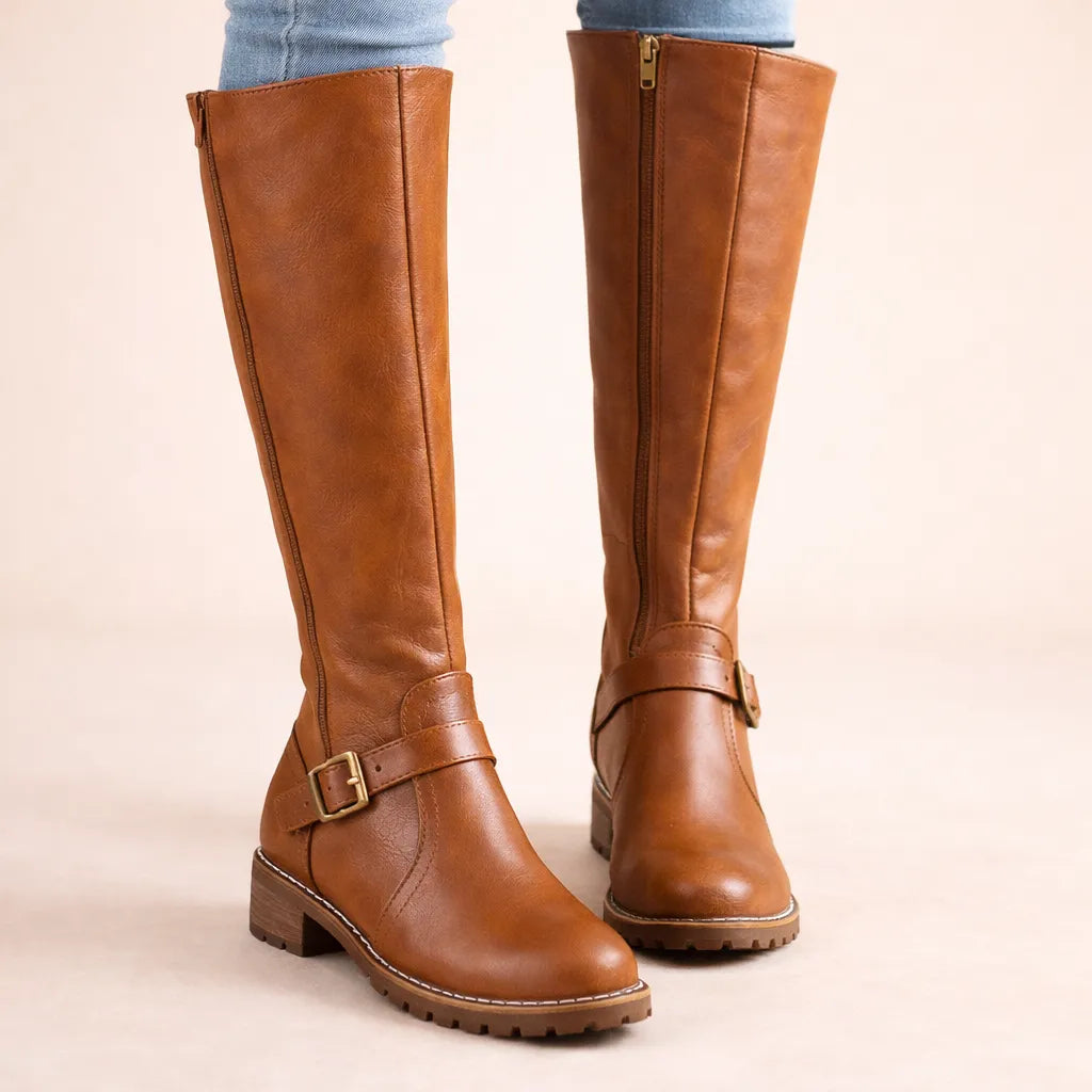 Women's Leather Boots Elegant Comfortable Zipper Non-Slip Sole