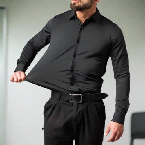 Men's Wrinkle-Free Shirt Stand Collar Formal Casual Smart Wear