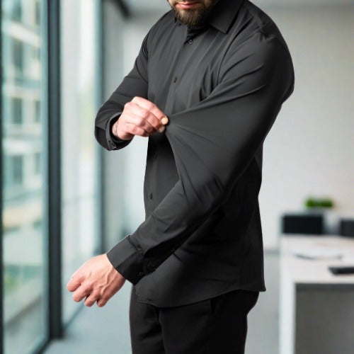Men's Wrinkle-Free Shirt Stand Collar Formal Casual Smart Wear