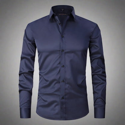 Men's Wrinkle-Free Shirt Stand Collar Formal Casual Smart Wear