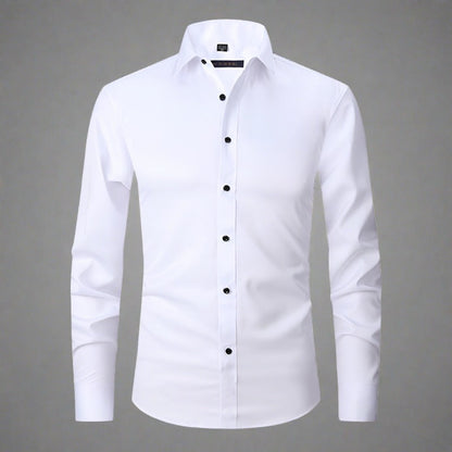 Men's Wrinkle-Free Shirt Stand Collar Formal Casual Smart Wear